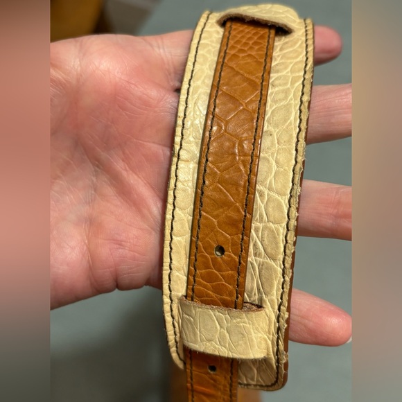 Brahmin Cream, Brown and Green Crocodile Pattern Shoulder Bag Vintage? - Picture 5 of 15